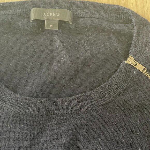 jcrew 100% merino wool zipper sweater mens XL navy blue crewneck - Picture 4 of 9